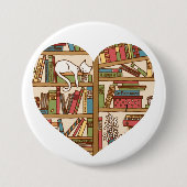 猫と本ボタン 缶バッジ (正面)