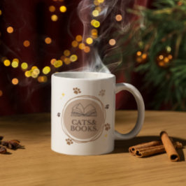 猫と本ミニマルデザインマグカップ コーヒーマグカップ