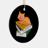 猫と本 セラミックオーナメント (右)