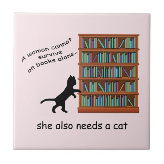 猫と本 タイル (正面)