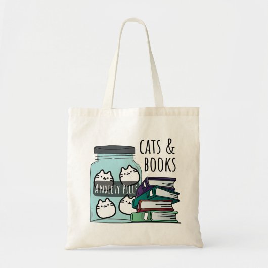 猫と本 トートバッグ (正面)