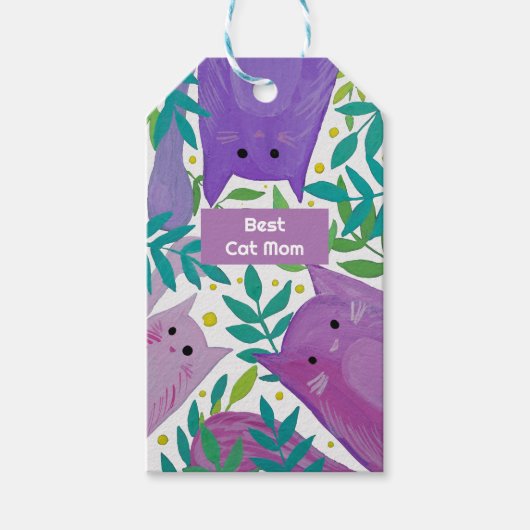 猫と枝最高のの母の日 ギフトタグ (正面)