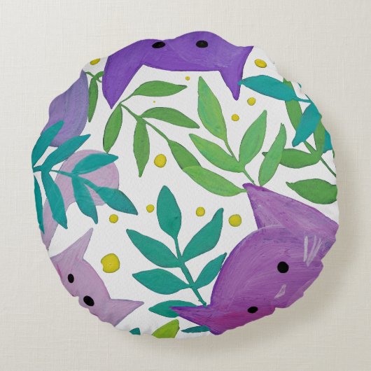 猫と枝最高のの母の日 ラウンドクッション (裏面)