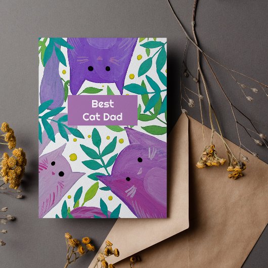 猫と枝 ベスト猫パパの日 ホリデーカード