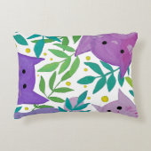 猫と枝 – 紫と緑 アクセントクッション (正面)