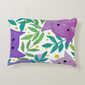 猫と枝 – 紫と緑 アクセントクッション (裏面)