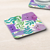 猫と枝 – 紫と緑 コースター (左側)