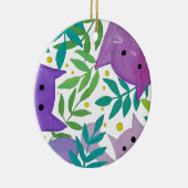 猫と枝 – 紫と緑 セラミックオーナメント (右)