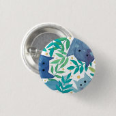 猫と枝 – 青と緑のボタン 缶バッジ (正面&裏面)