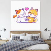 猫と柴犬 キャンバスプリント (インサイチュ (寝室))