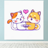 猫と柴犬 キャンバスプリント (インサイチュ (ウッドフロア))