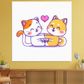 猫と柴犬 キャンバスプリント (インサイチュ (リビング))