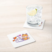 猫と柴犬 スクエアペーパーコースター (インサイチュ)