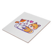 猫と柴犬 タイル (側面)