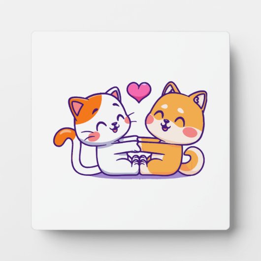 猫と柴犬 フォトプラーク (正面)