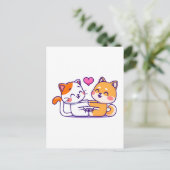 猫と柴犬 ポストカード (スタンド正面)