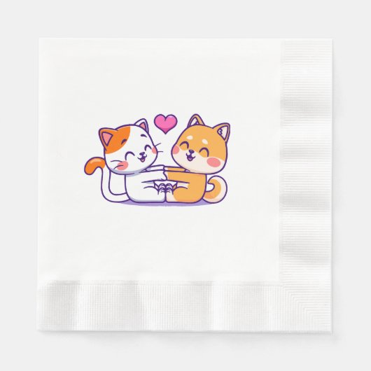 猫と柴犬 縁ありランチョンナプキン (正面)