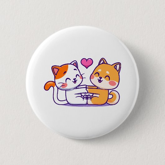 猫と柴犬 缶バッジ (正面)