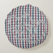 猫と格子柄 ラウンドクッション (裏面)