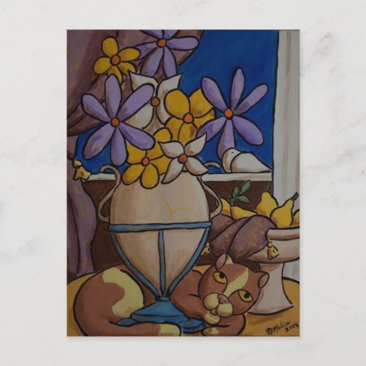 猫と梨 ポストカード (正面)