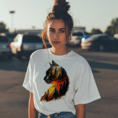 猫と森のダブルエクスポージャー Tシャツ