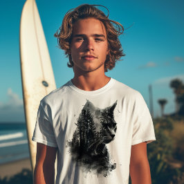 猫と森の二重露出 Tシャツ