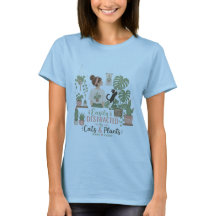 猫と植物に惑わされる ボヘミアンスタイルのTシャツ