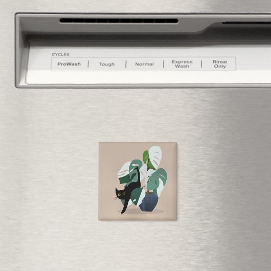 猫と植物のアートワーク マグネット (インサイチュ (食洗機))