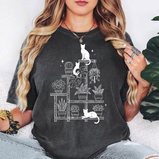 猫と植物の棚 Tシャツ