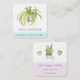 猫と植物シッター広場ビジネスカード スクエア名刺