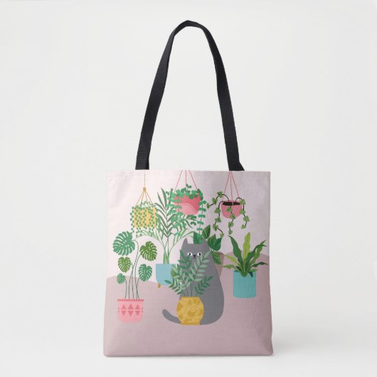 猫と植物 トートバッグ (正面)