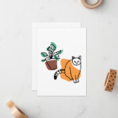 猫と植物 ノートカード (正面/裏面インサイチュ)