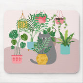 猫と植物 マウスパッド (正面)