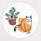 猫と植物 ラベル (デザイン2)