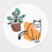 猫と植物 ラベル (デザイン1)