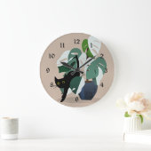 猫と植物 ラージ壁時計 (ホーム)