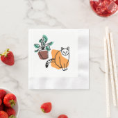 猫と植物 縁ありカクテルナプキン (インサイチュ)