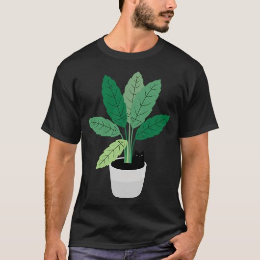 猫と植物 28 Tシャツ (正面)