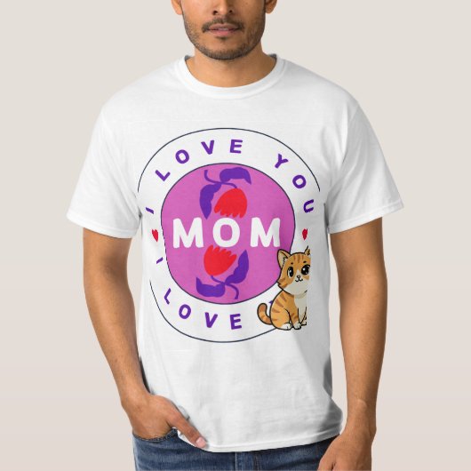 猫と母のデザインTシャツ Tシャツ (正面)