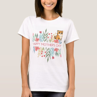 猫と母の日のデザイン Tシャツ