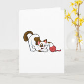 猫と毛糸の玉 カード (黄色い花)