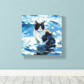 猫と海 (#1) キャンバスプリント (インサイチュ (ウッドフロア))