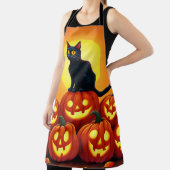 猫と満月とホリデーハロウィーンアート エプロン (インサイチュ)