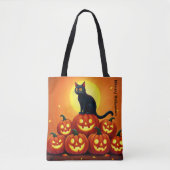 猫と満月とホリデーハロウィーンアート トートバッグ (正面)