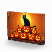 猫と満月とホリデーハロウィーンアート フォトブロック (右)