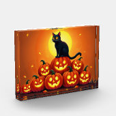 猫と満月とホリデーハロウィーンアート フォトブロック (左)