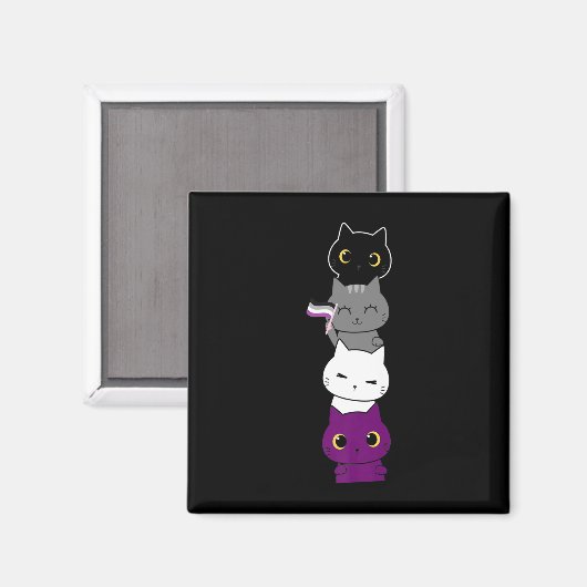 猫と無性プライドかわいいエースフラグ動物好き マグネット (正面/裏面)