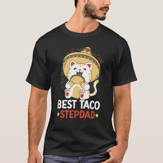 猫と父の日を祝う最高のタコステップダッド Tシャツ (正面)