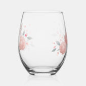 猫と牡丹が入った透明メガネ ステムなしワイングラス (左)