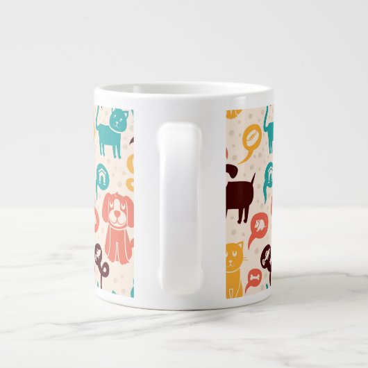 猫と犬おもしろいの柄 ジャンボコーヒーマグカップ (裏面)